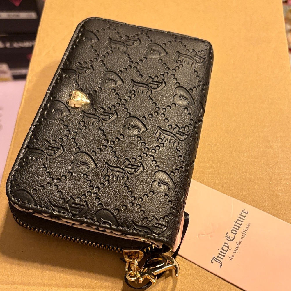 Juicy Couture Black Embossed Wallet with Gold Accents